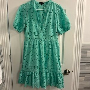 J. Crew Green Eyelet Dress